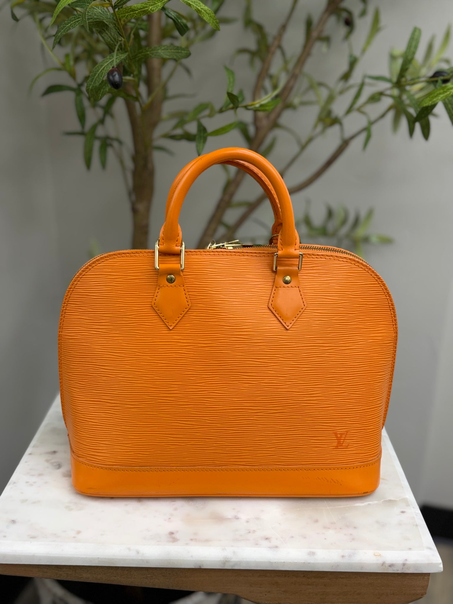 Louis Vuitton Orange Epi Leather Alma PM Bag
