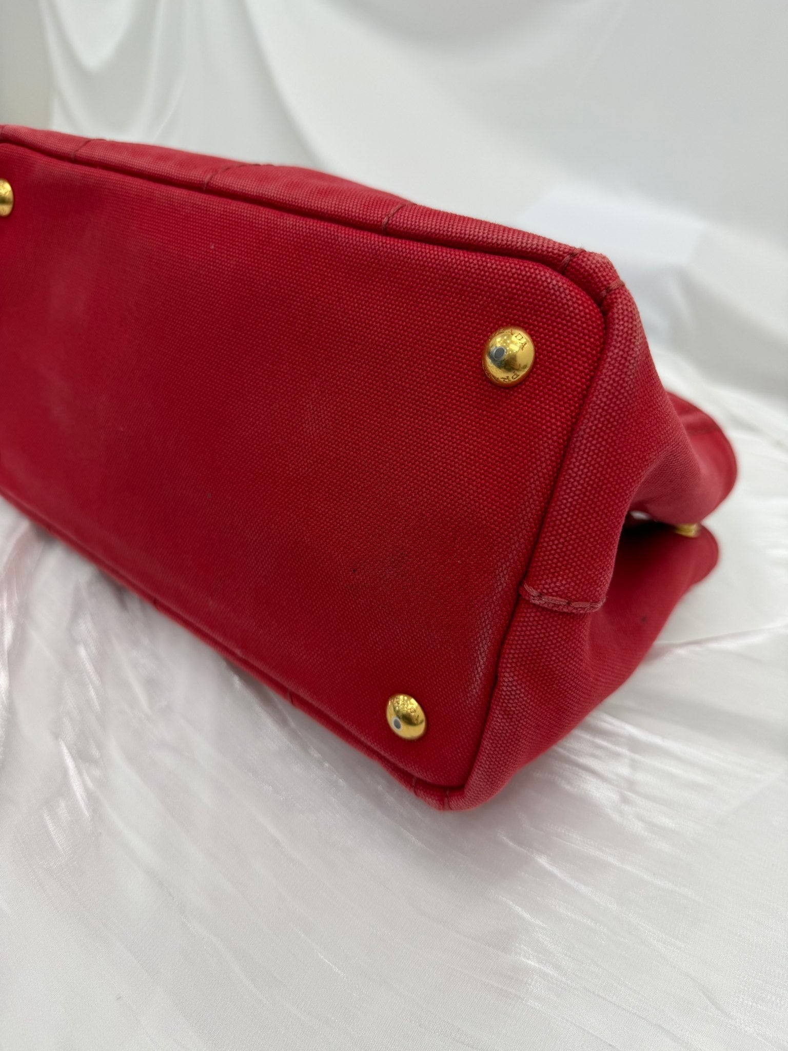 Prada Red Canvas Small Canapa Handbag