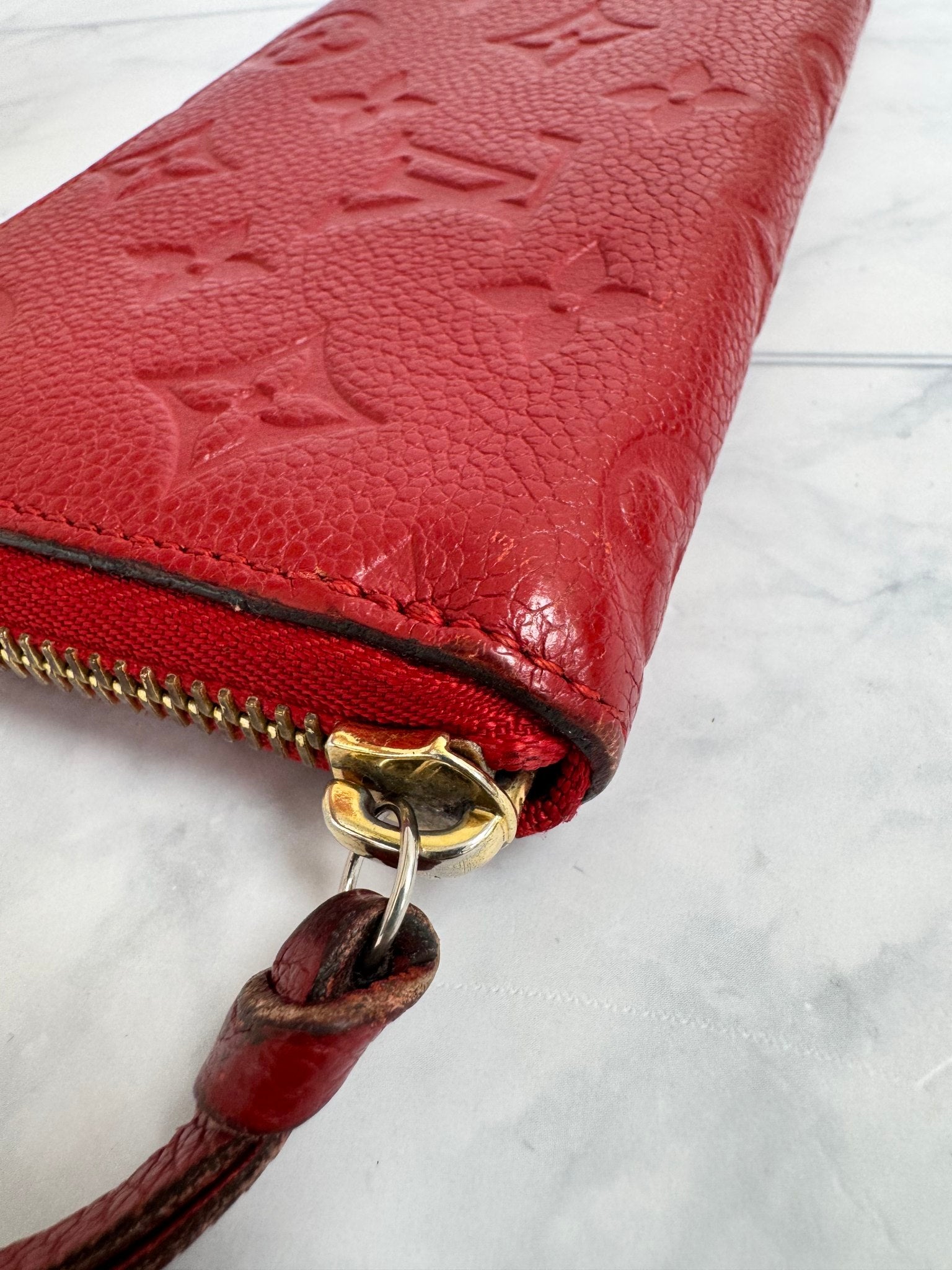 Louis Vuitton Red Empreinte Clemence Long Zippy Wallet