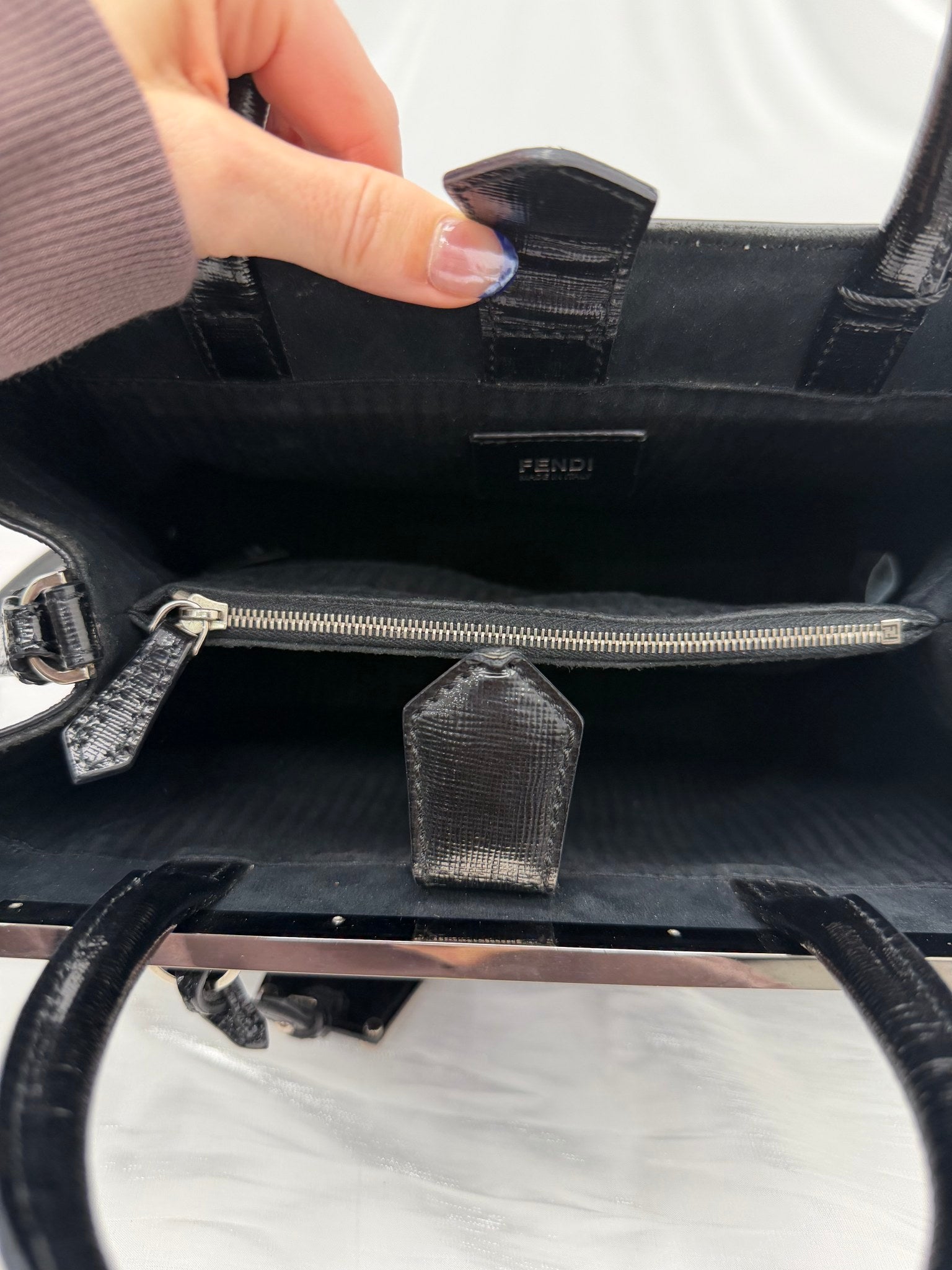 Fendi Black Patent Leather 2Jours Handbag