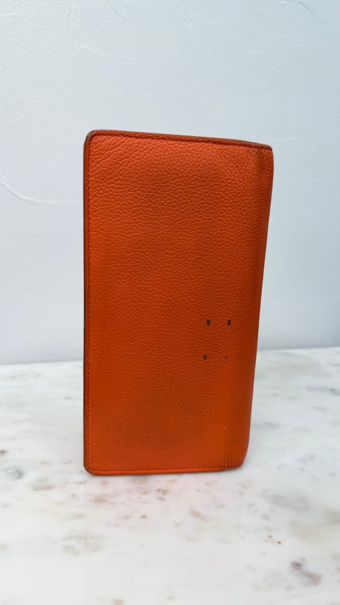 Louis Vuitton Orange Leather Aerogram Brazza Wallet