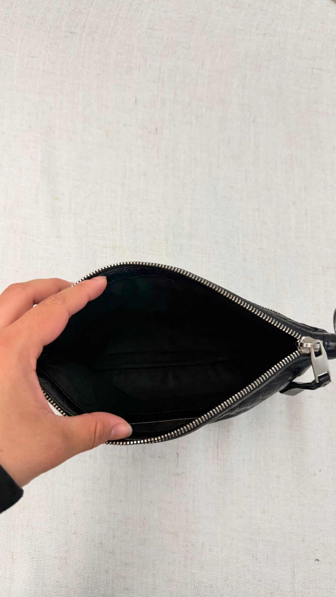 Balenciaga Black Leather City Clip Clutch Pouch