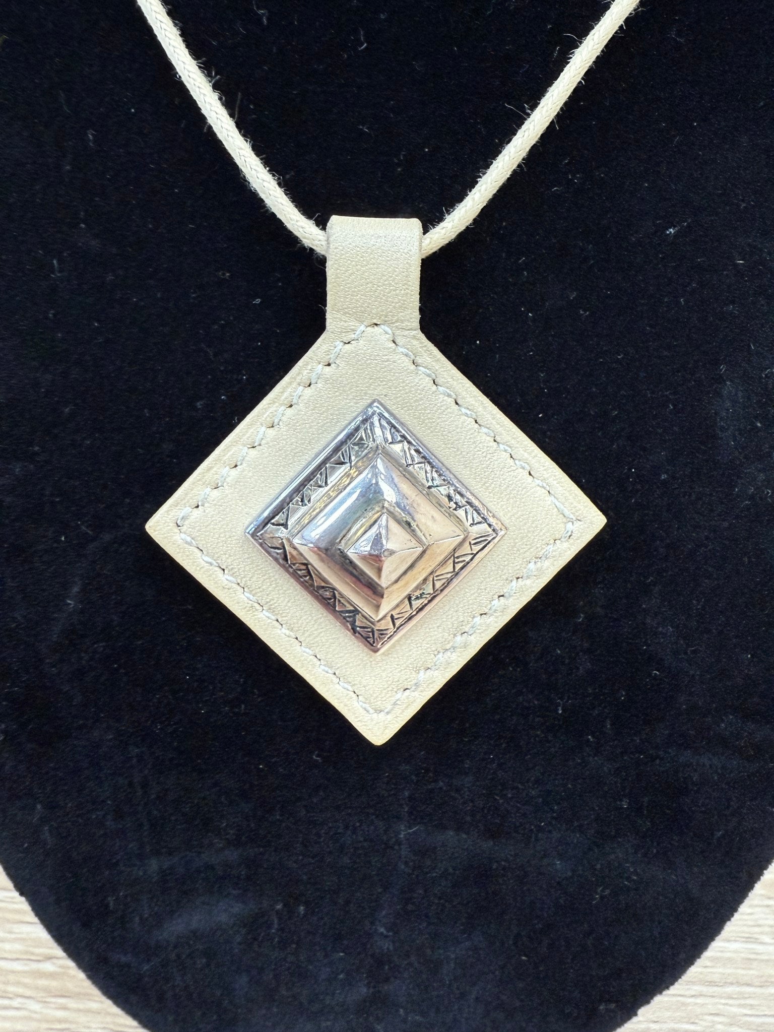 Hermes Tan Leather Pendant Necklace