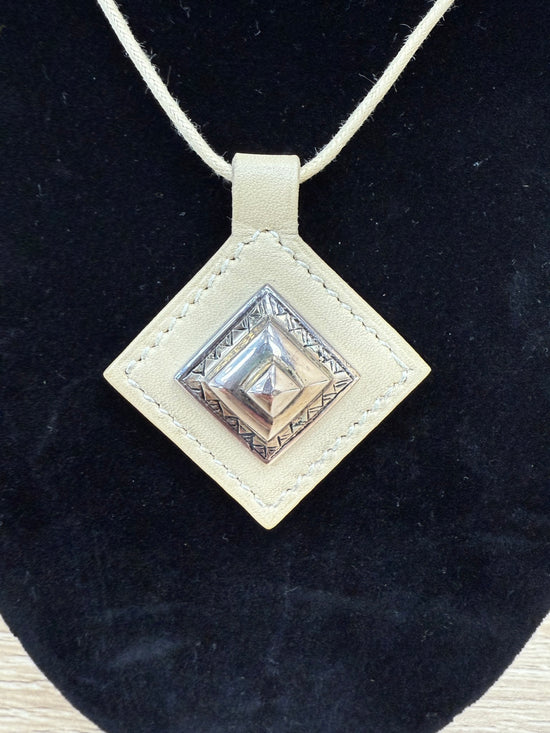 Hermes Tan Leather Pendant Necklace