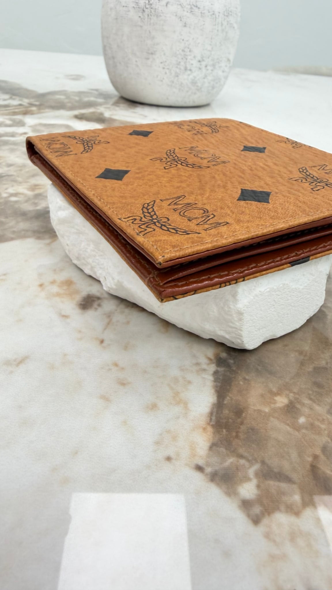 MCM Cognac Visetos Leather Bifold