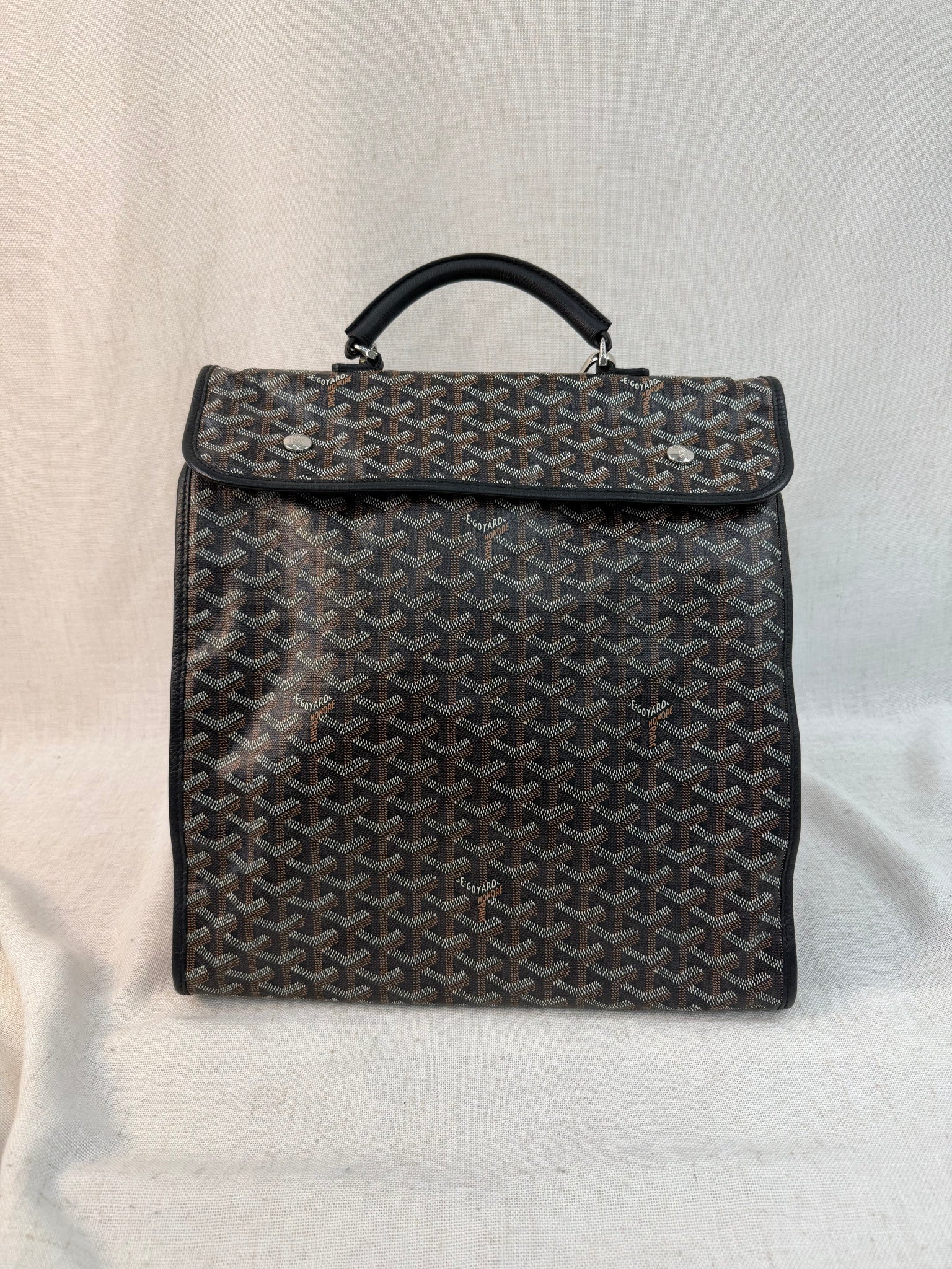 Goyard Black Leather Goyardine Saint Leger Backpack