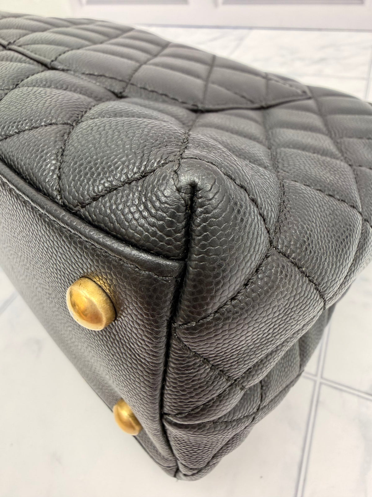 Chanel Black Caviar Quilted Medium Coco Handle Flap Bag