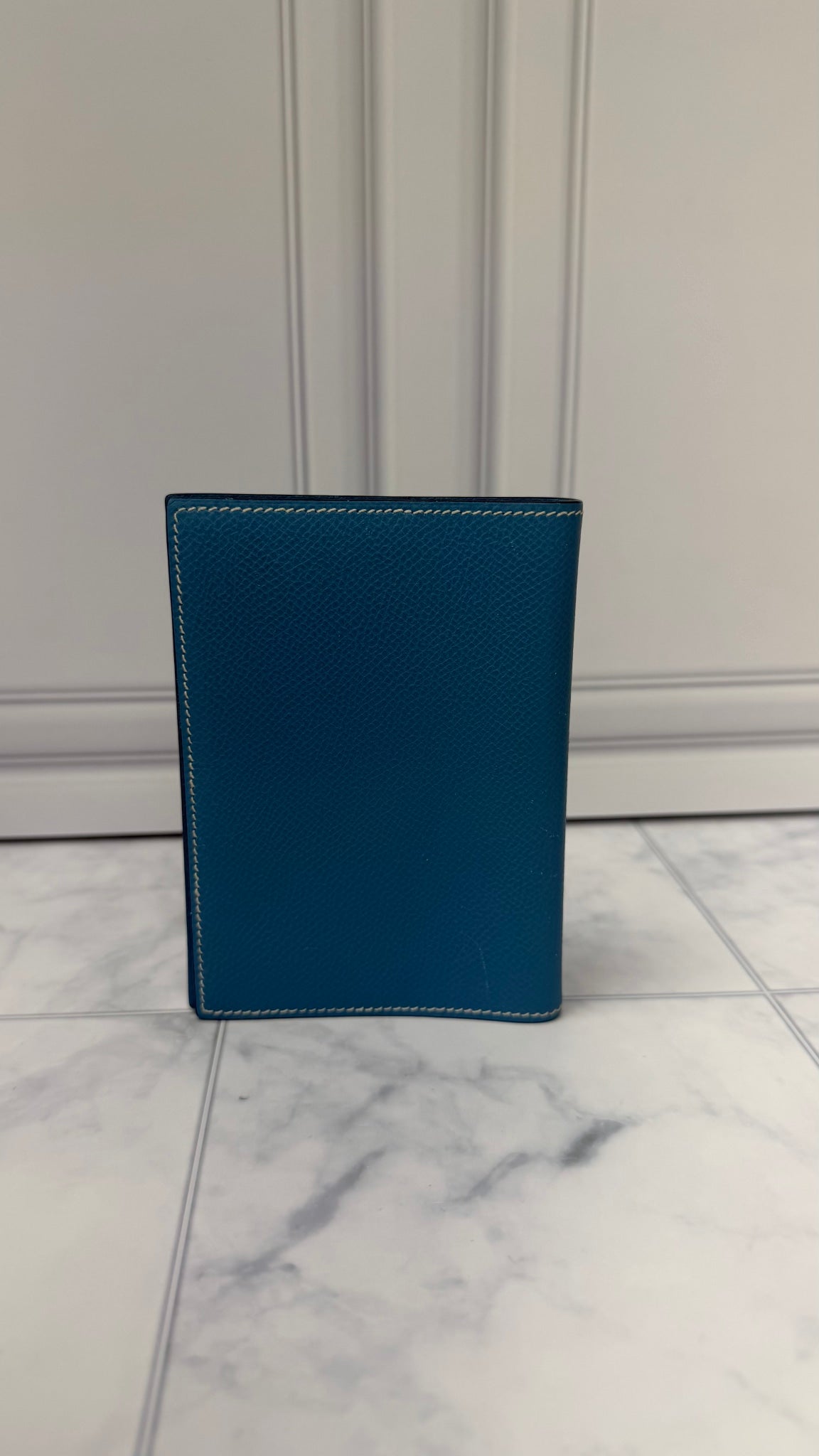 Hermes Blue Jean Epsom Leather Passport Agenda PM Cover 