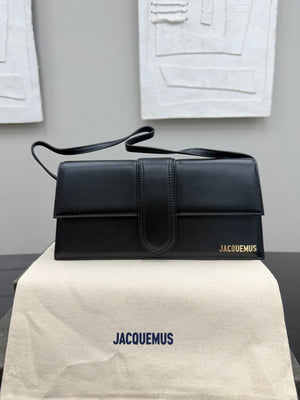 BRAND NEW - Jacquemus Black Leather Le Bambino Long Shoulder Bag