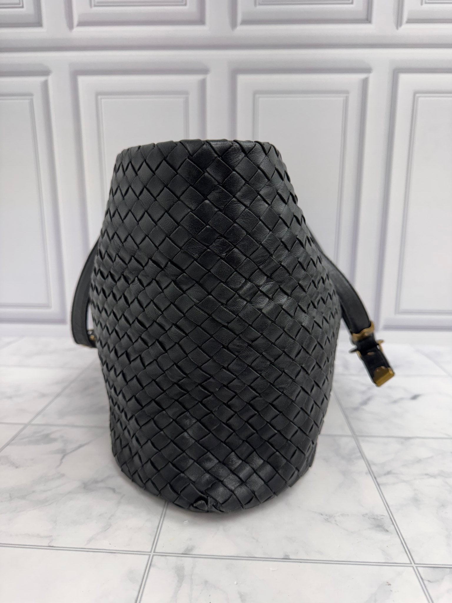Bottega Veneta Black Intrecciato Leather Capri Tote Bag