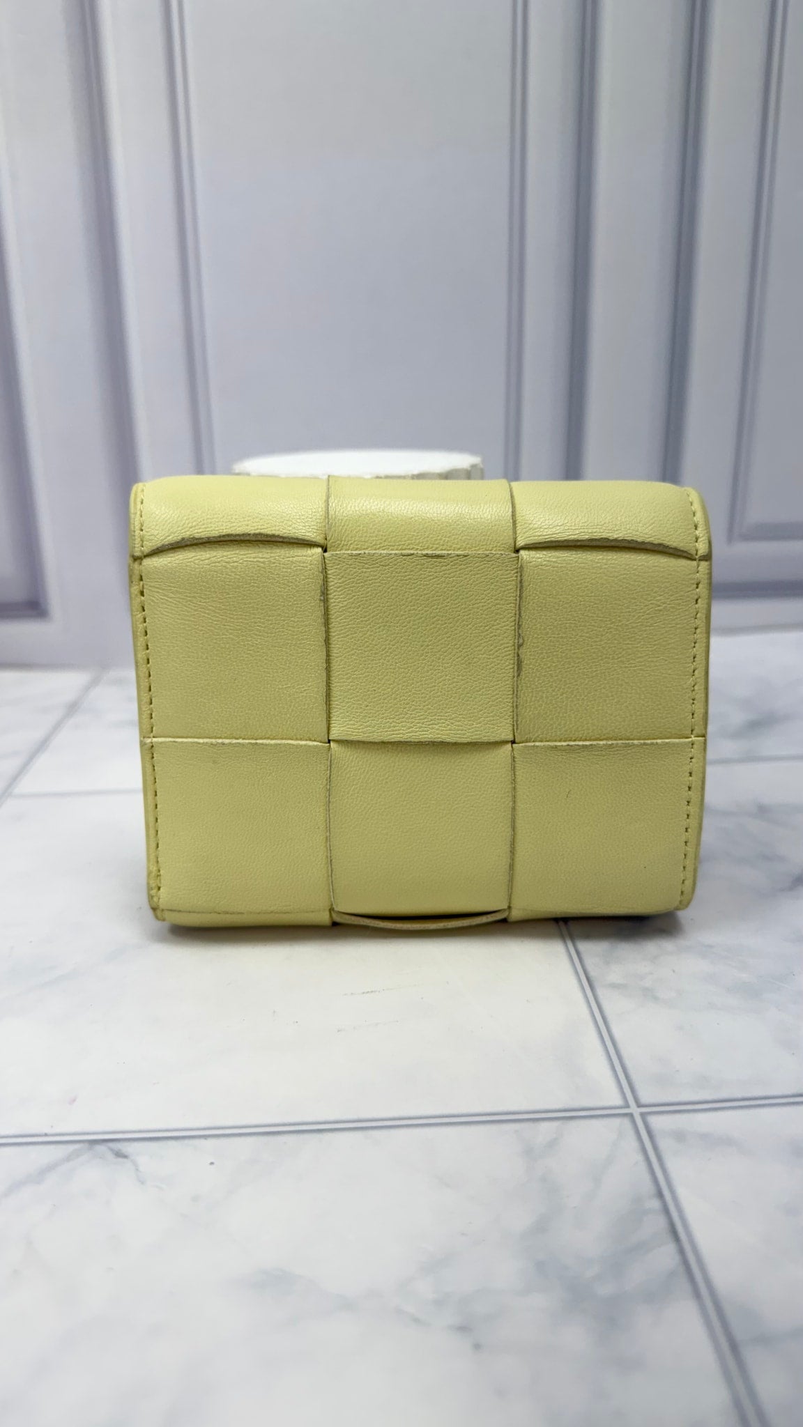 Bottega Veneta Yellow Maxi Intrecciato Leather Cassette Compact Wallet