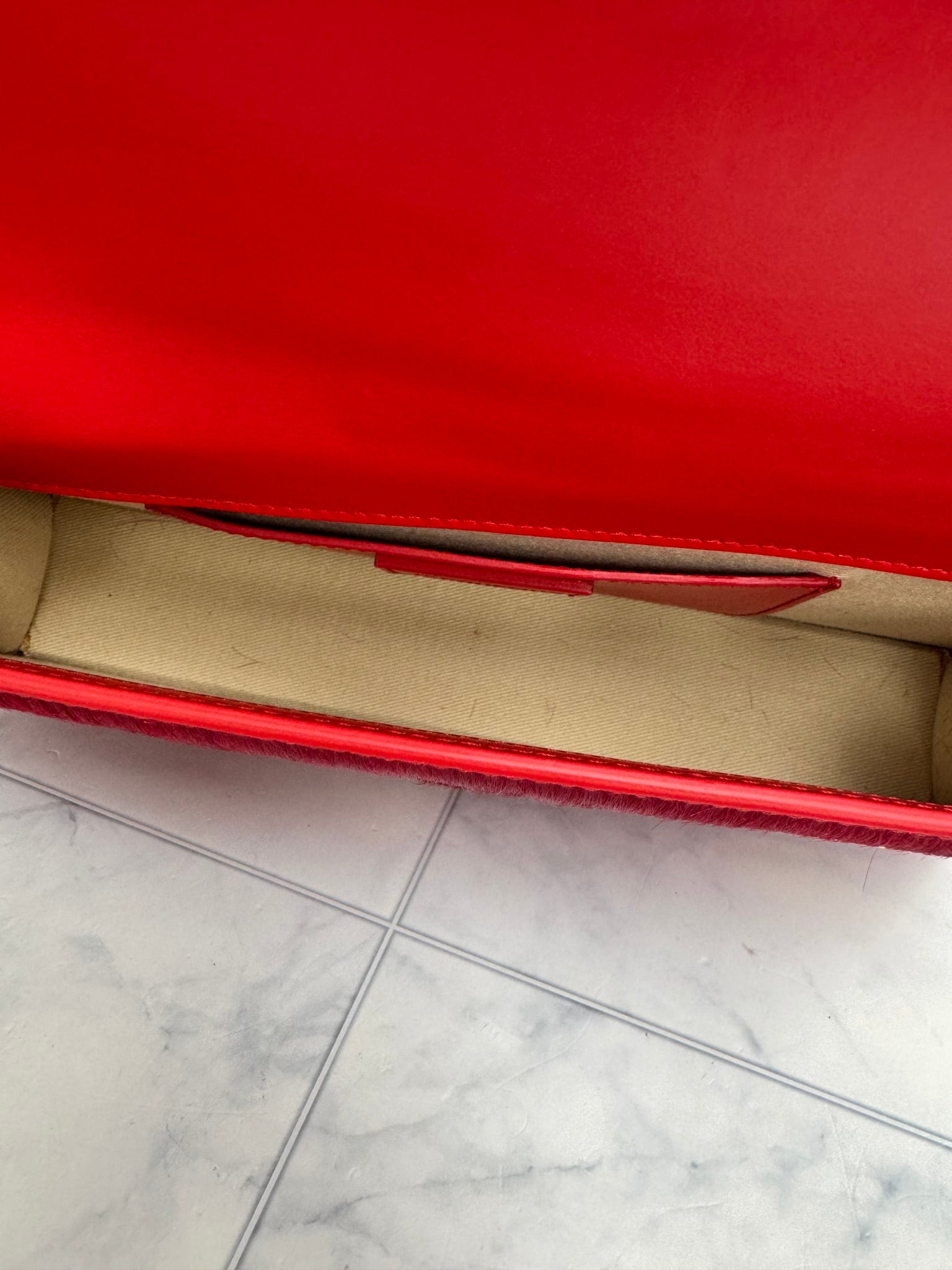 BRAND NEW - Jacquemus Red Pony Hair Le Bambino Long Shoulder Bag