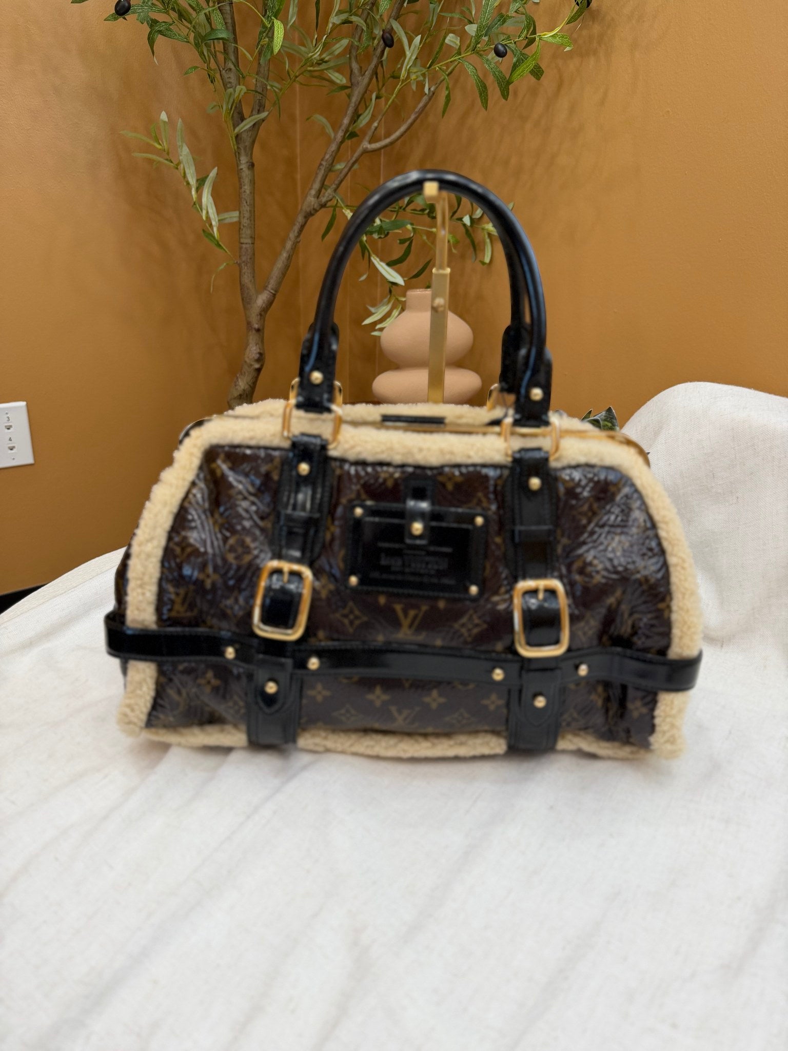 Louis Vuitton Monogram Limited Edition Shearling Thunder Storm Bag