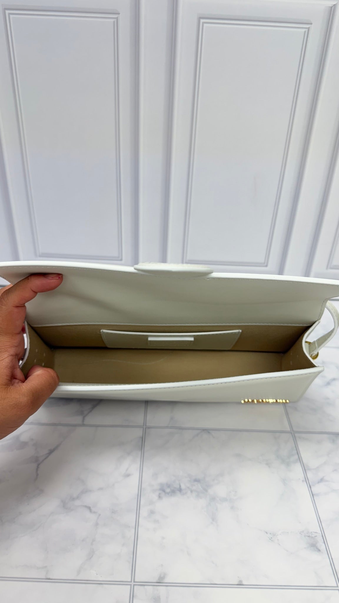 BRAND NEW - Jacquemus White Leather Le Bambino Long Shoulder Bag