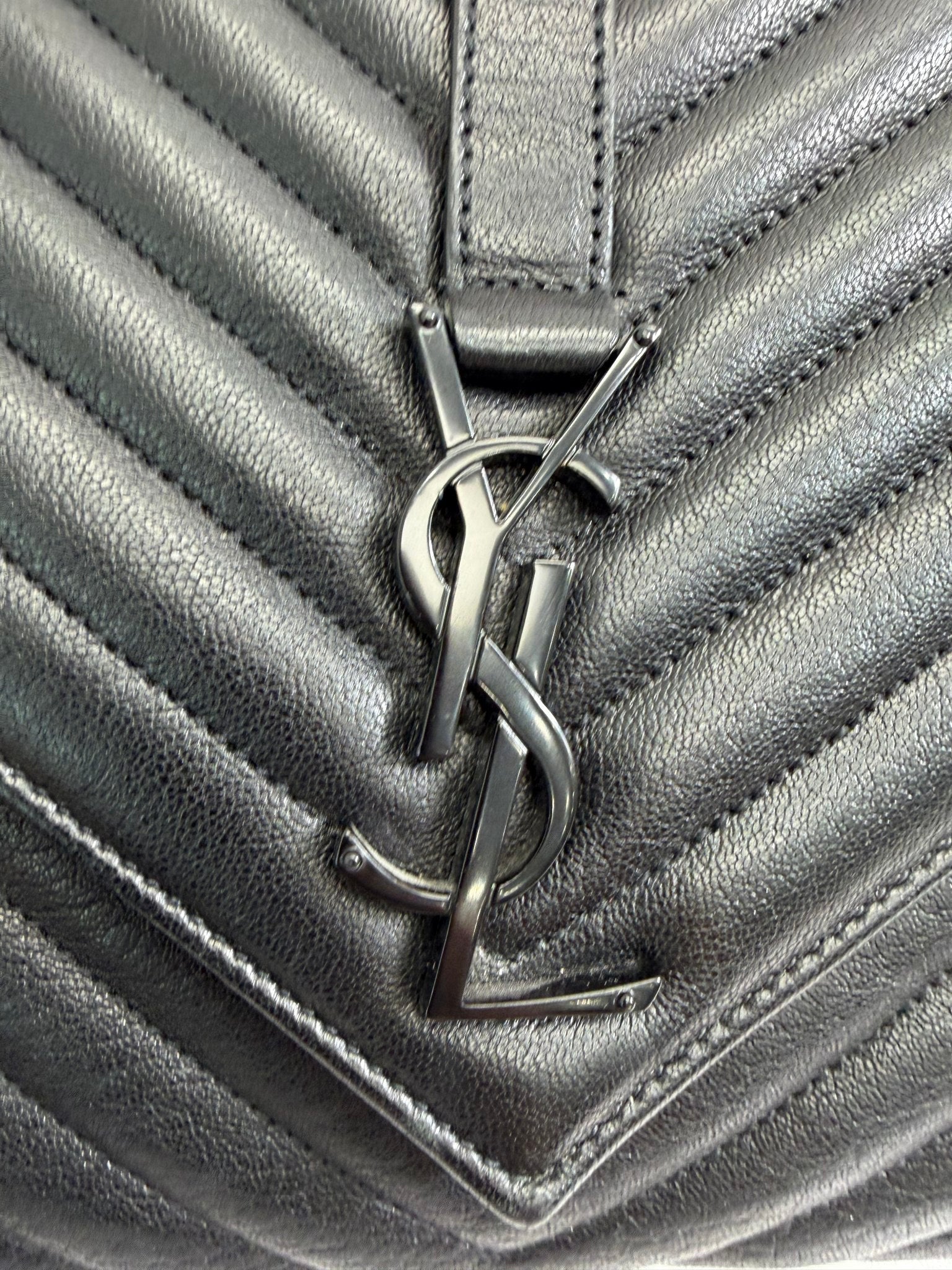 Saint Laurent YSL Black Quilted Leather College Flap Bag