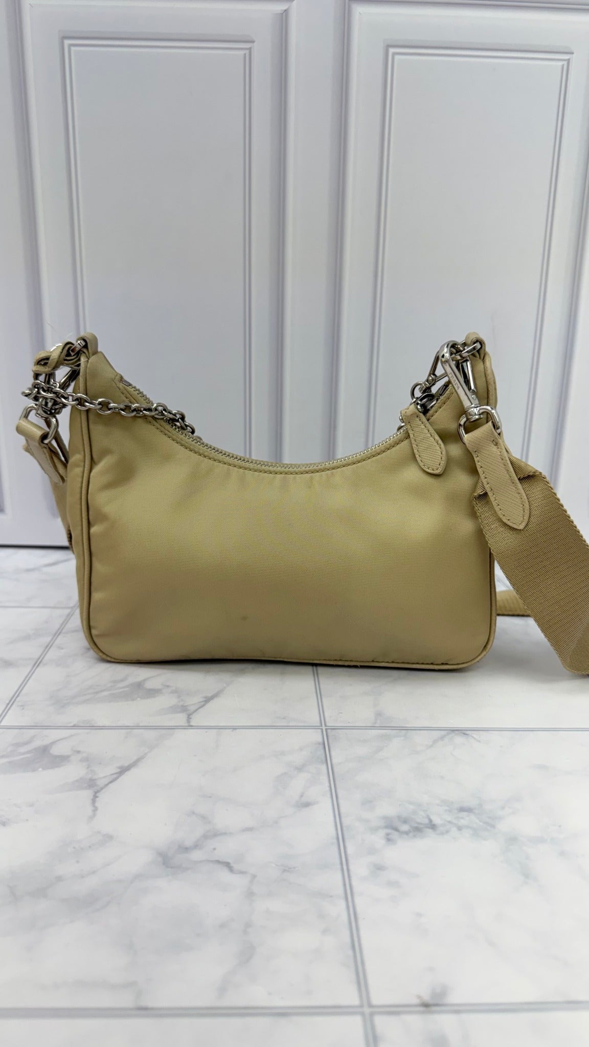 Prada Beige Nylon Re-Edition Crossbody Bag 