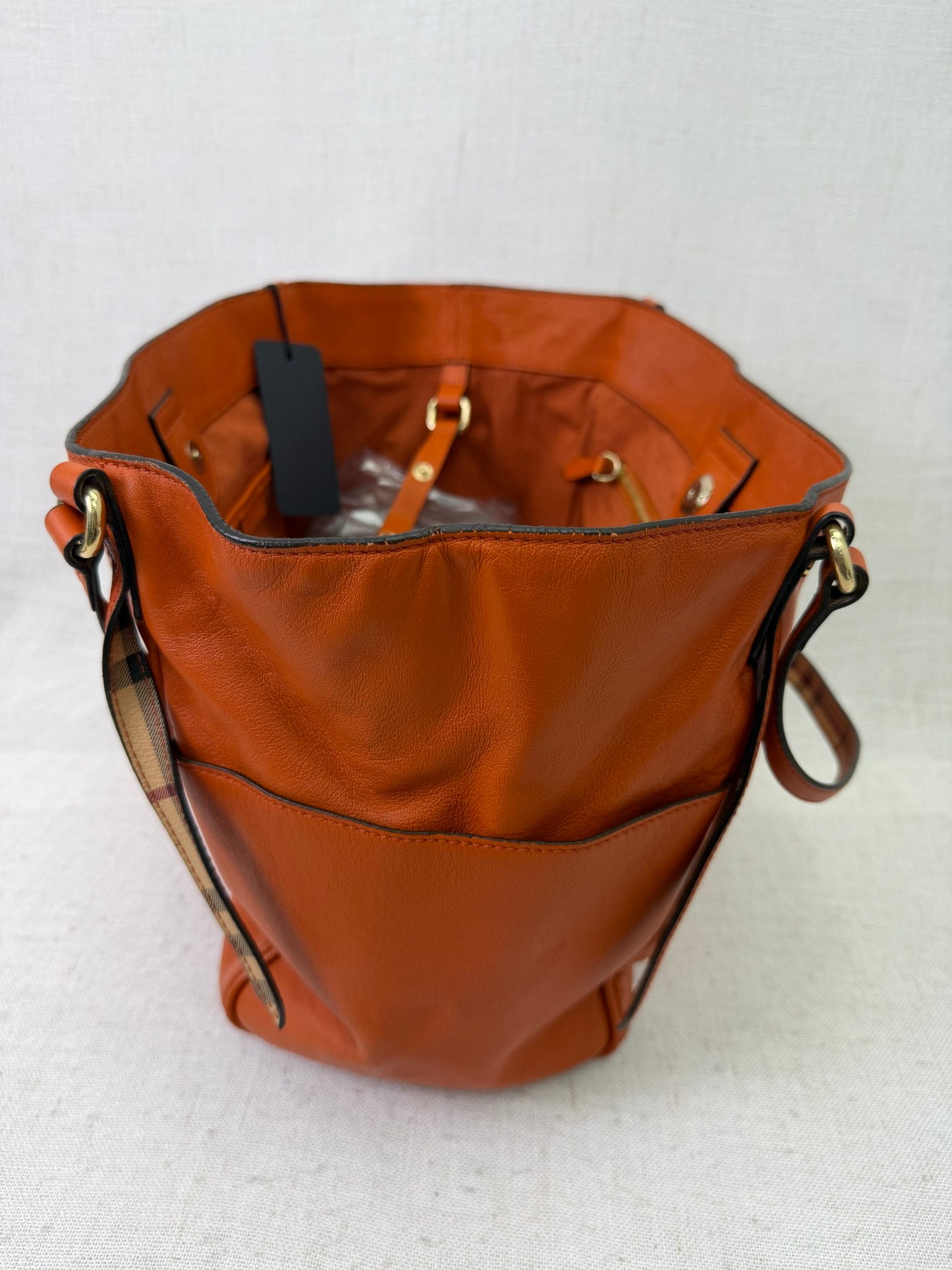 Burberry Orange Leather Canterbury Tote