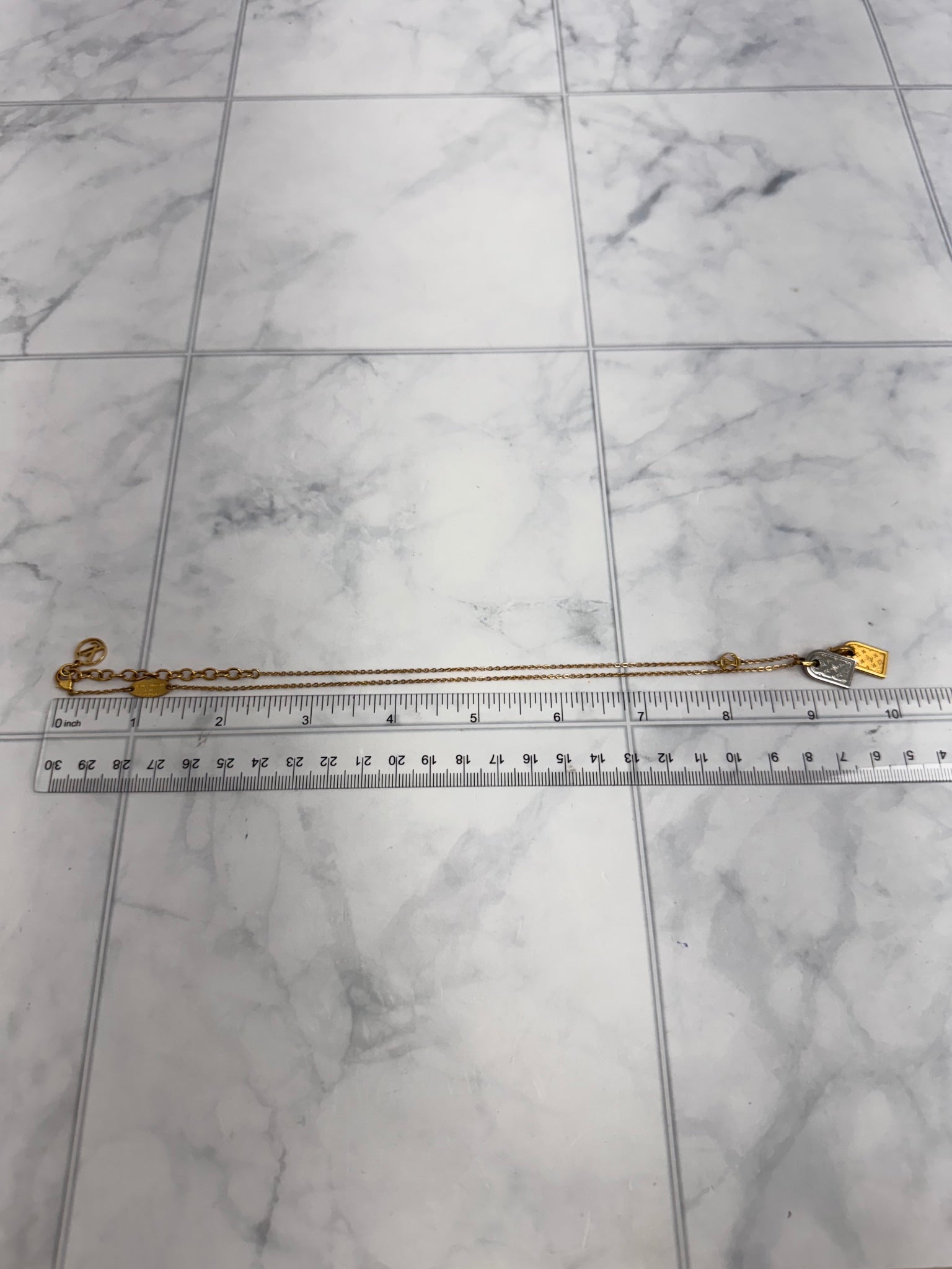 Louis Vuitton Two Tone Nanogram Name Tag Necklace