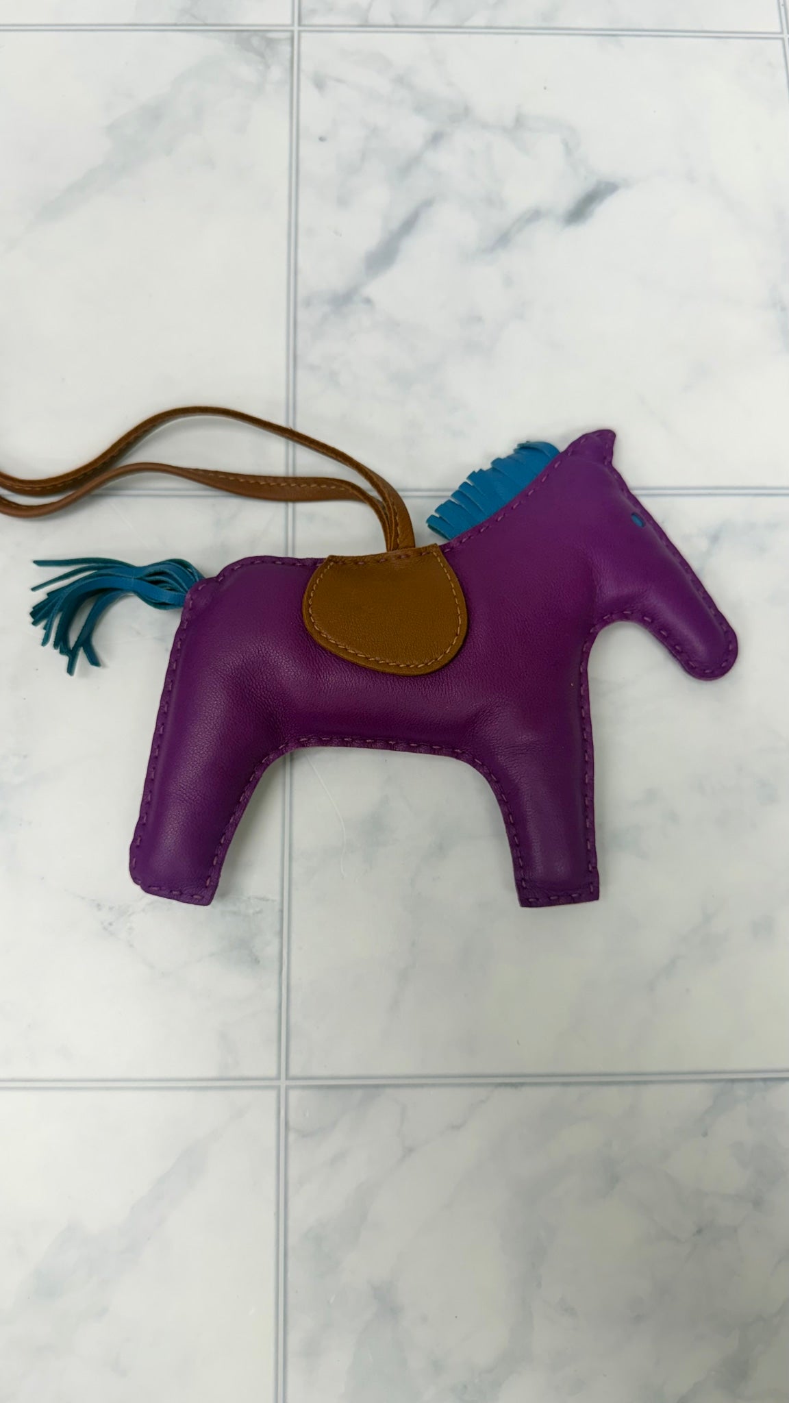 Hermes Purple Leather Large Rodeo Horse