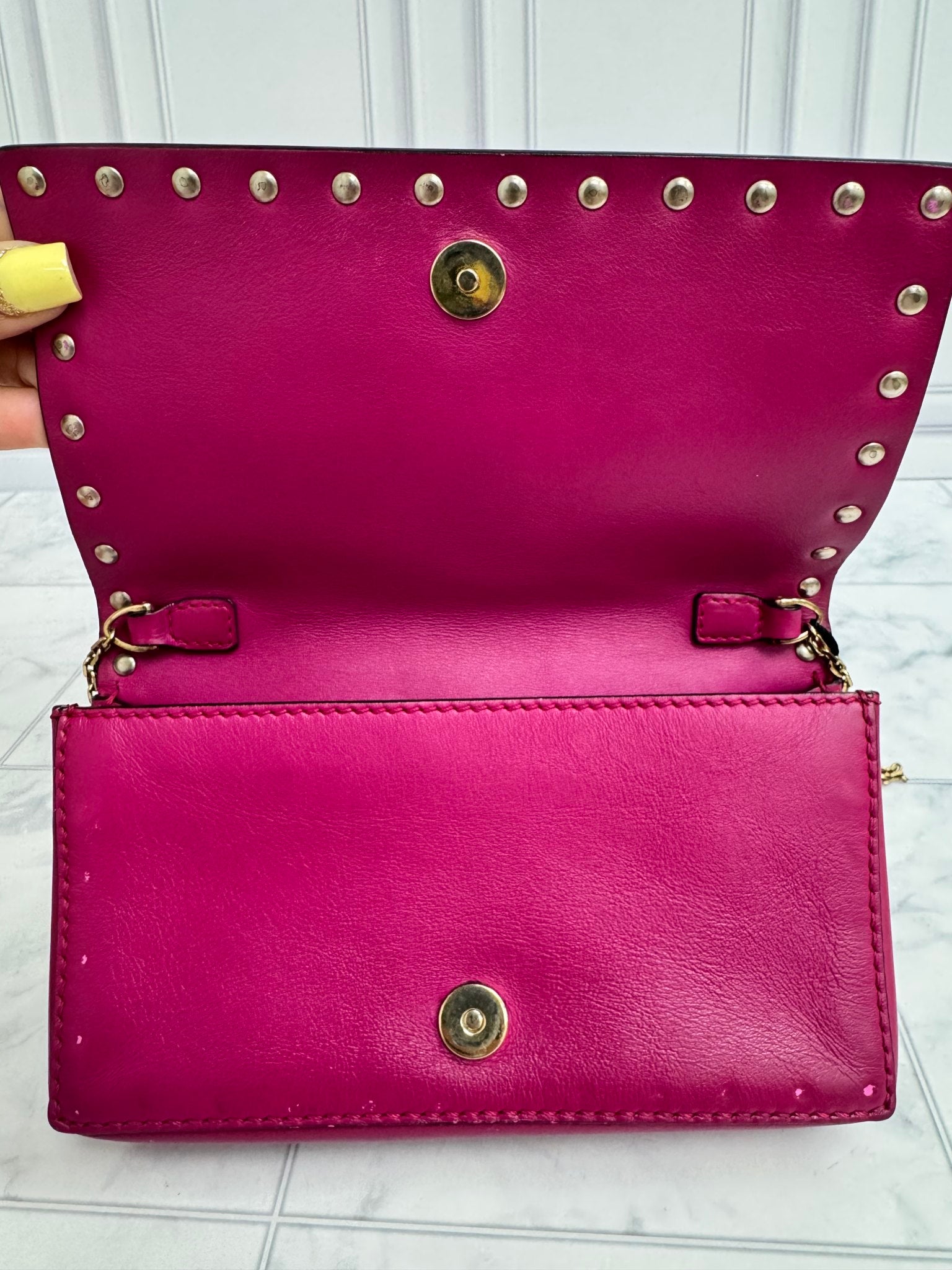 Valentino Fuchsia Leather Rockstud Small Crossbody Bag