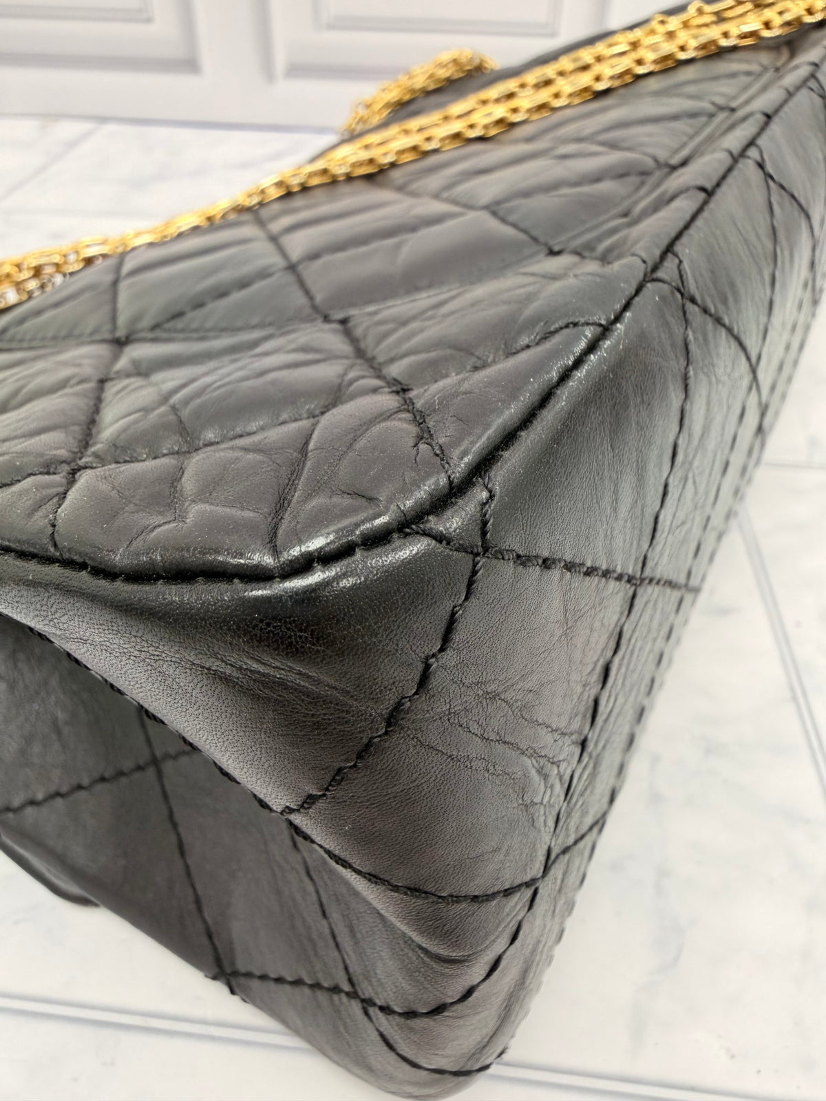 Chanel Black Calfskin Leather Jumbo 2.55 Handbag