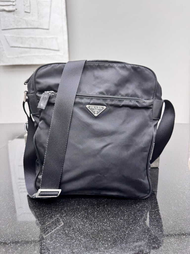 Prada Black Nylon Messenger Crossbody Bag