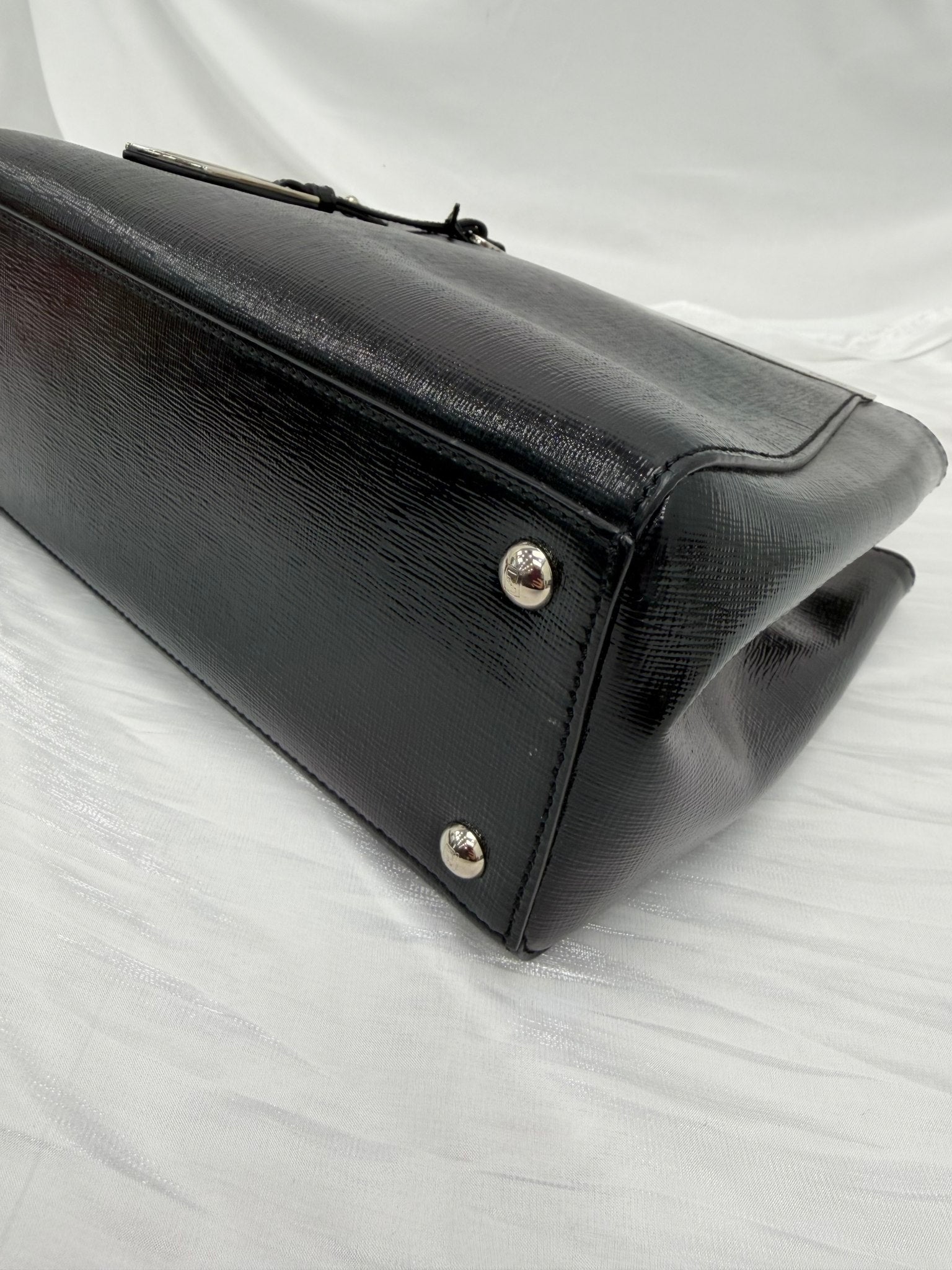 Fendi Black Patent Leather 2Jours Handbag