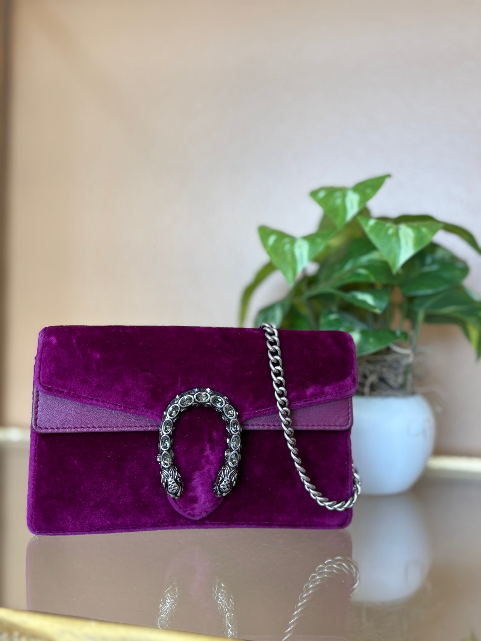 Gucci Purple Velvet Super Mini Dionysus Crossbody