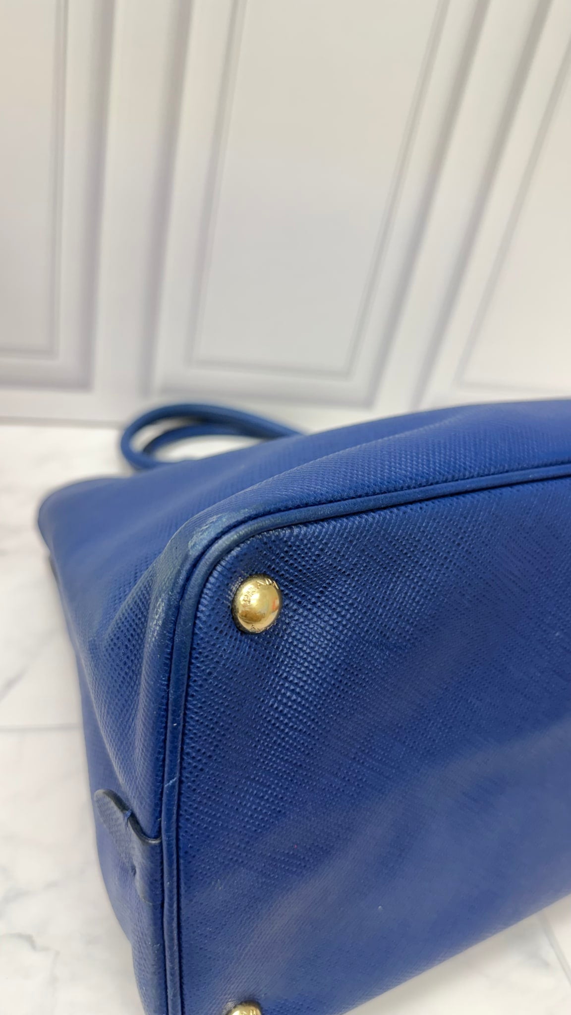 Prada Blue Saffiano Leather Handbag