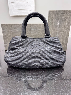 Bottega Veneta Black Intrecciato Leather Handbag