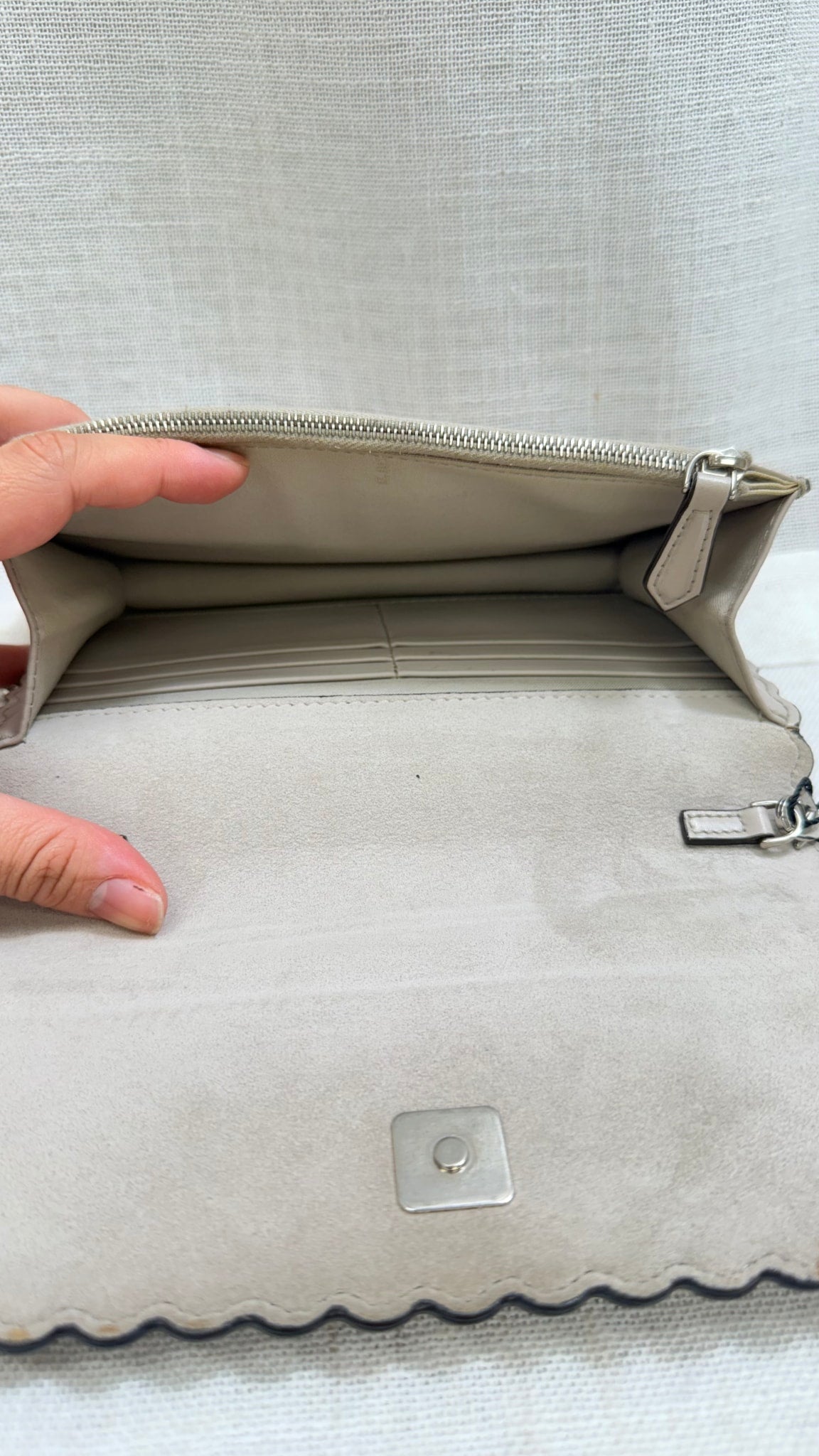 Fendi Grey Leather Hypnoteyes Wallet On Chain