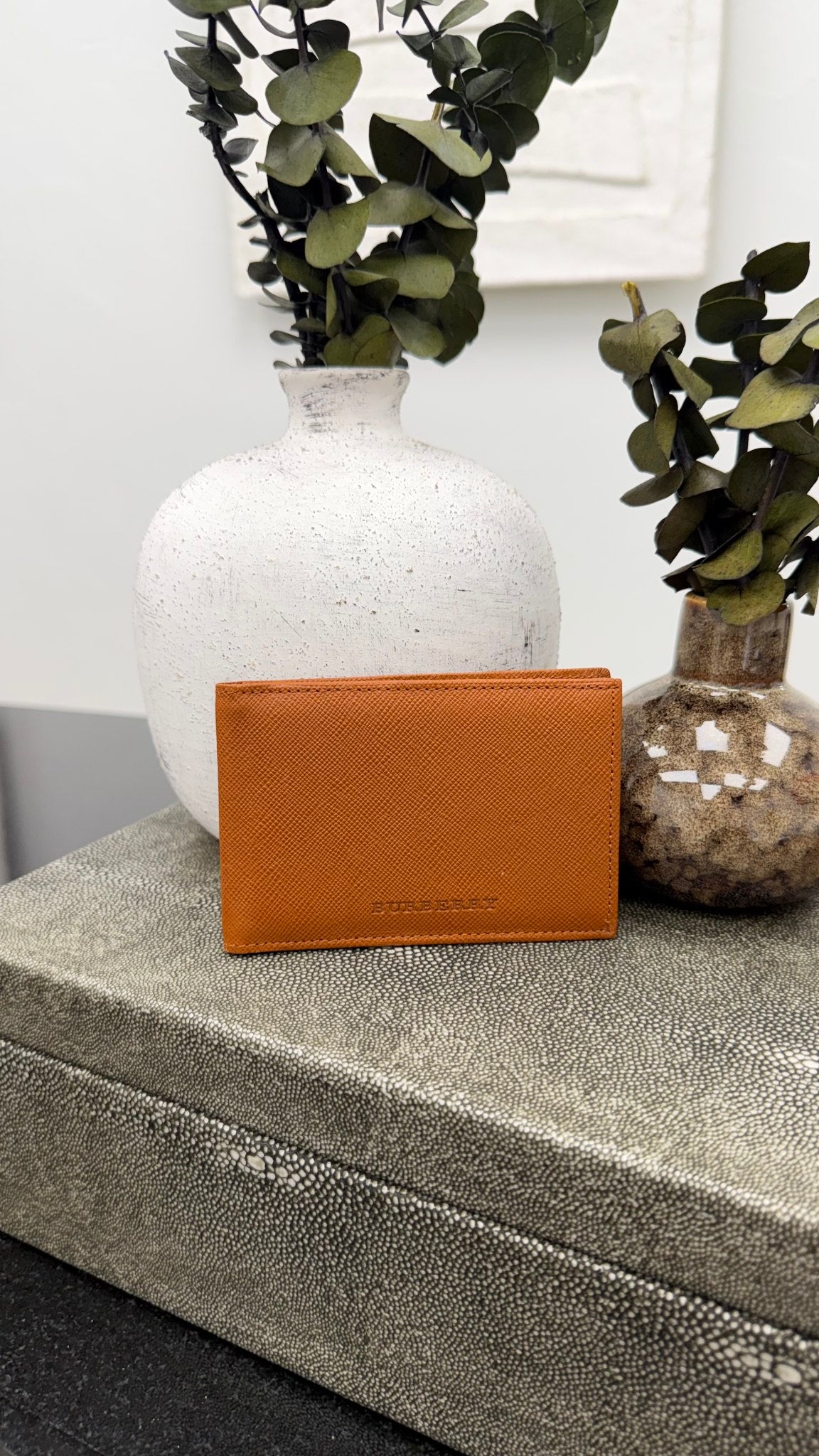 Burberry Brown Saffiano Leather Card Case
