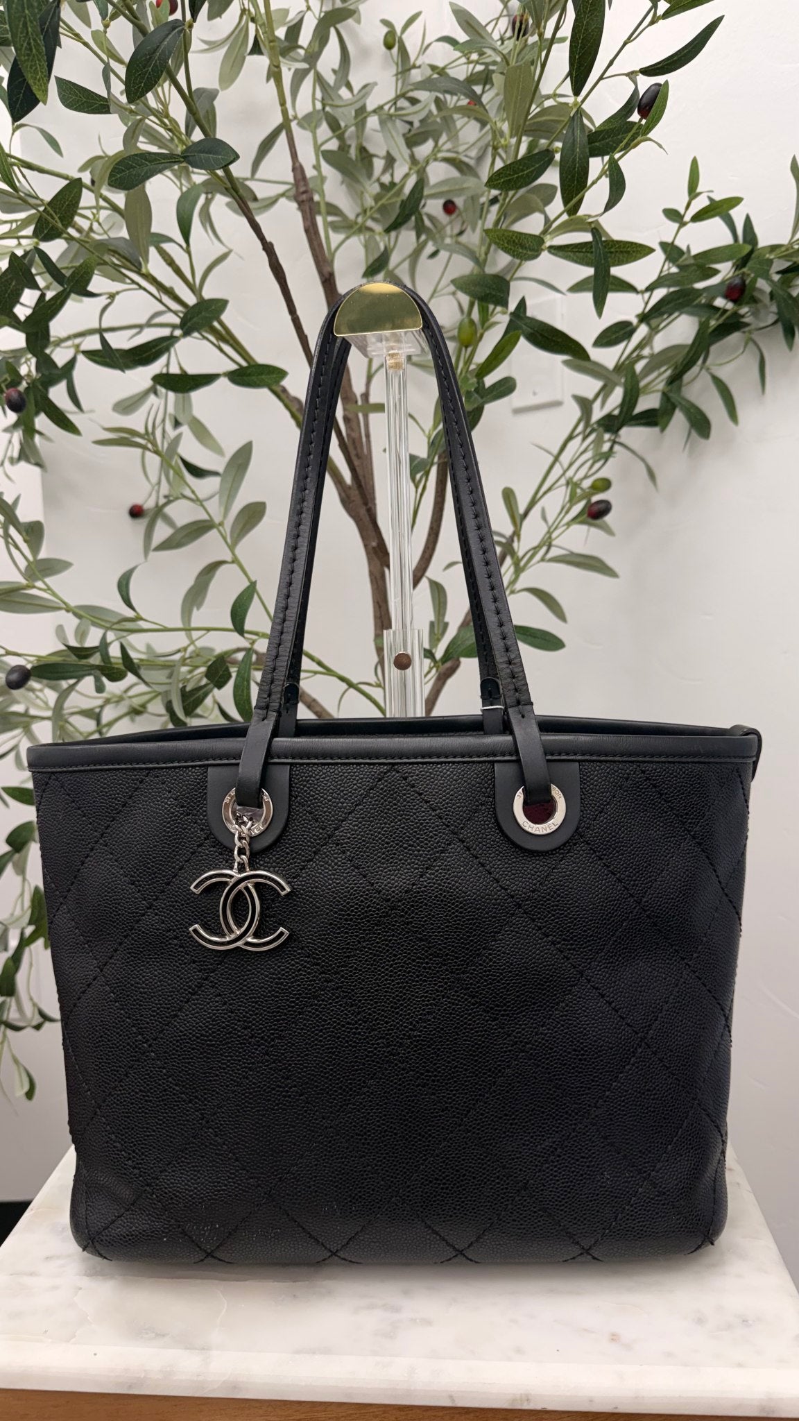 Chanel Black Caviar Leather Shopping Fever Tote 