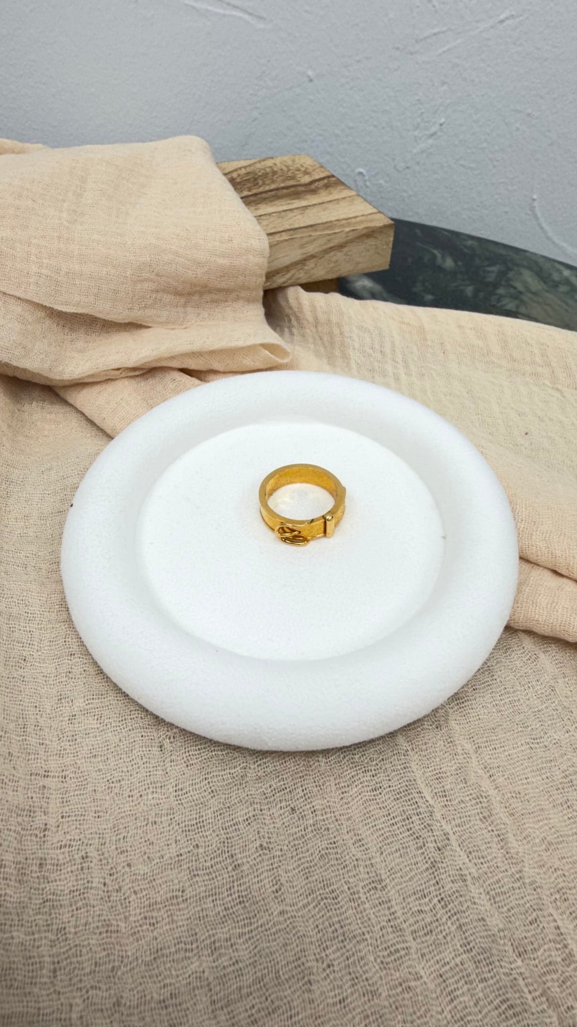 Hermes Gold Tone Ceinture Buckle Scarf Ring