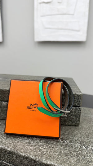 Hermes Green Leather Double Tour Bracelet