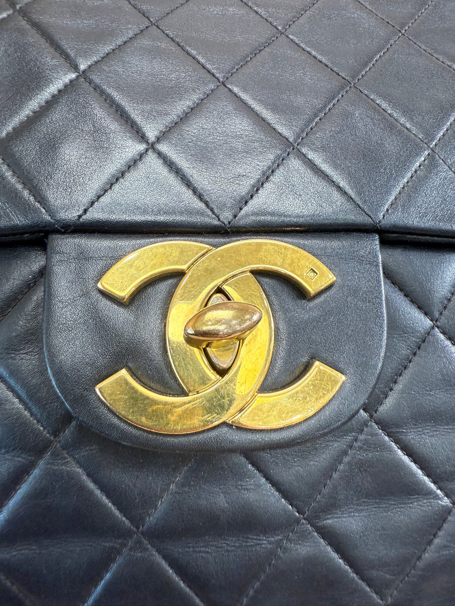 Chanel Black Quilted Lambskin XL Jumbo Single Flap Bag