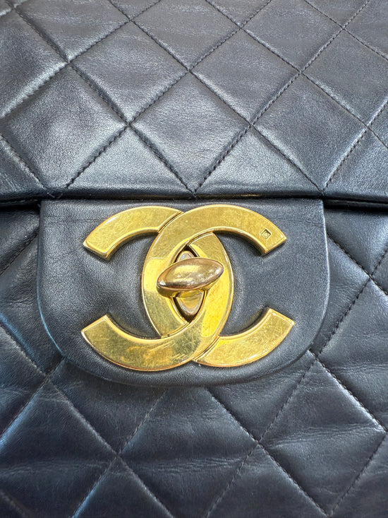 Chanel Black Quilted Lambskin XL Jumbo Single Flap Bag
