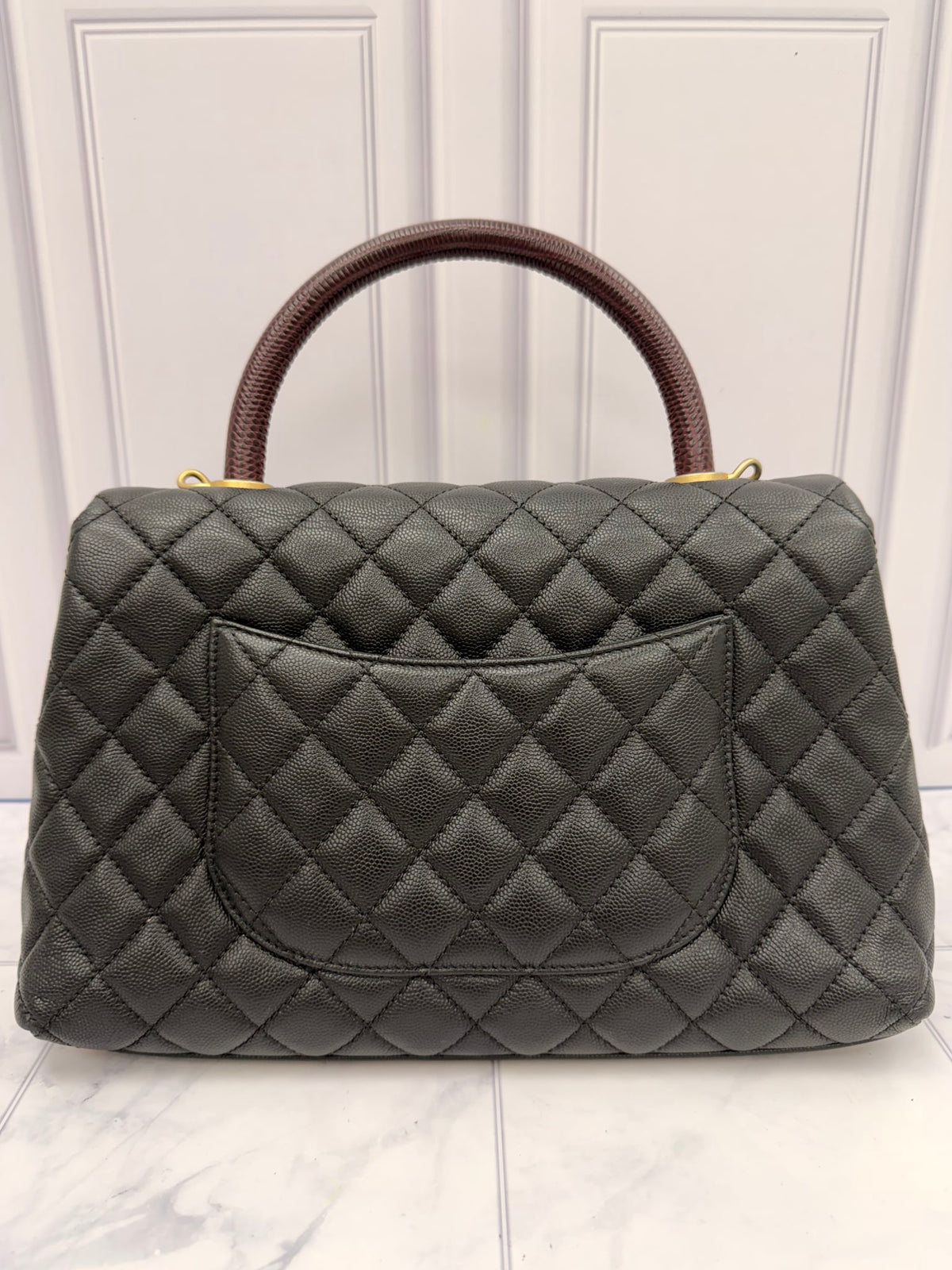 Chanel Black Caviar Quilted Medium Coco Handle Flap Bag