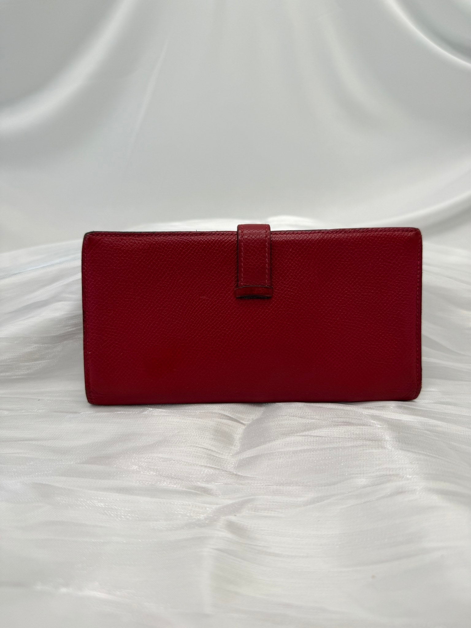 Hermes Red Leather Bearn Wallet