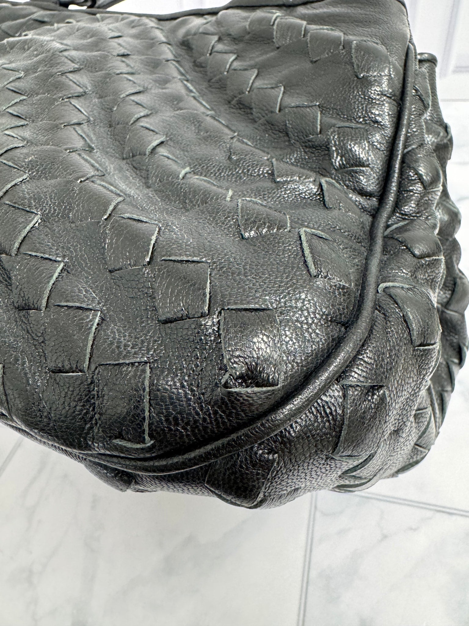 Bottega Veneta Black Intrecciato Leather Handbag