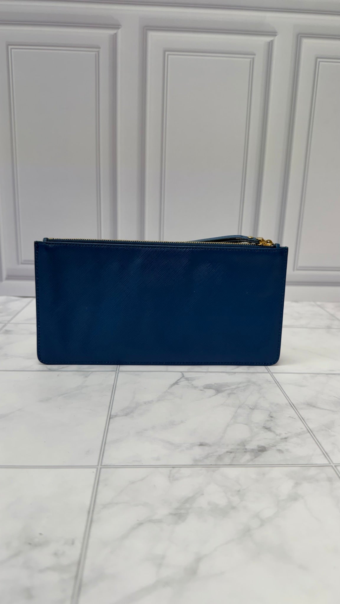 Salvatore Ferragamo Blue Leather Wristlet