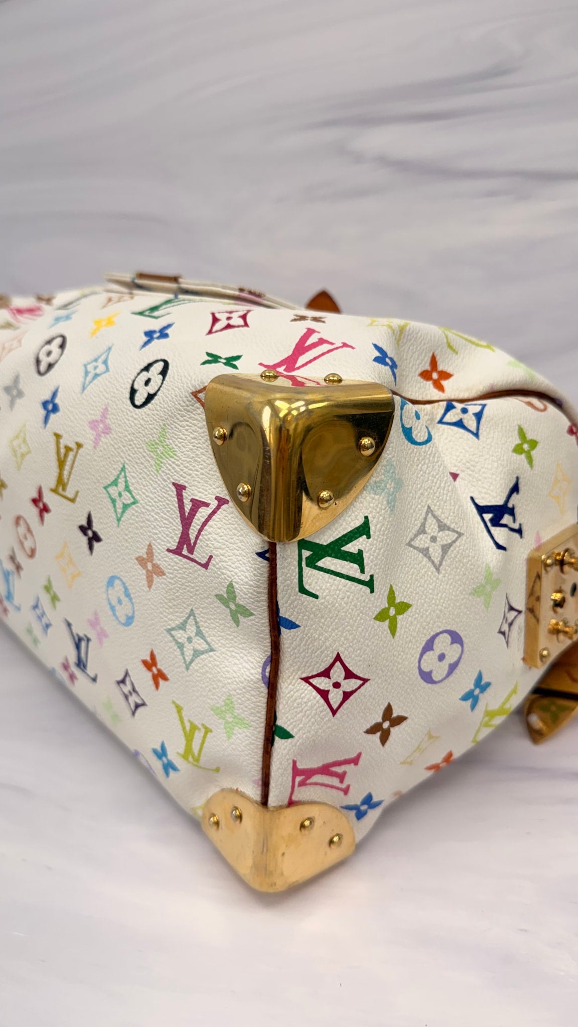 Louis Vuitton White Multicolor Monogram Speedy 30