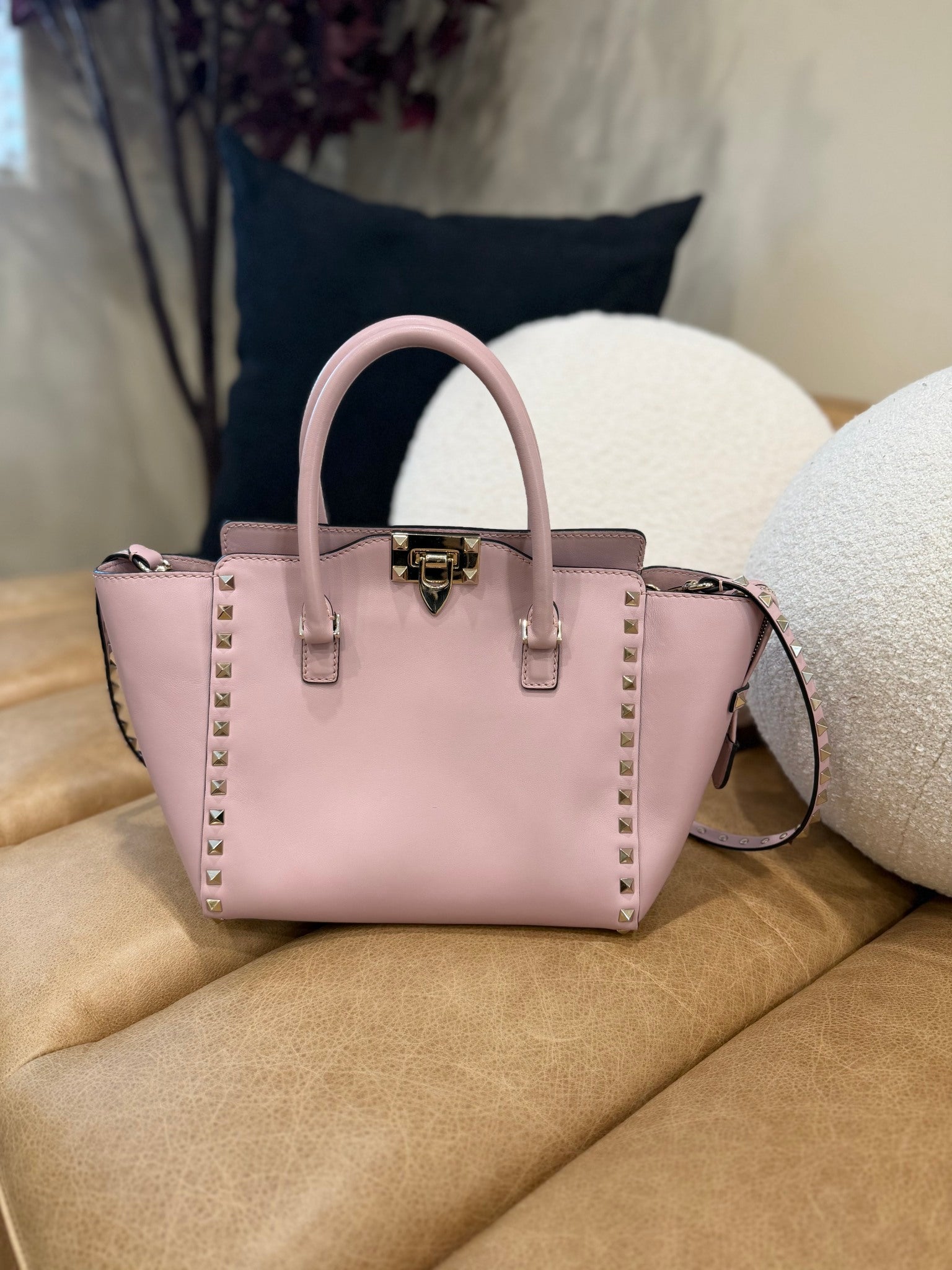 Valentino Light Pink Rockstud Two Way Tote Bag