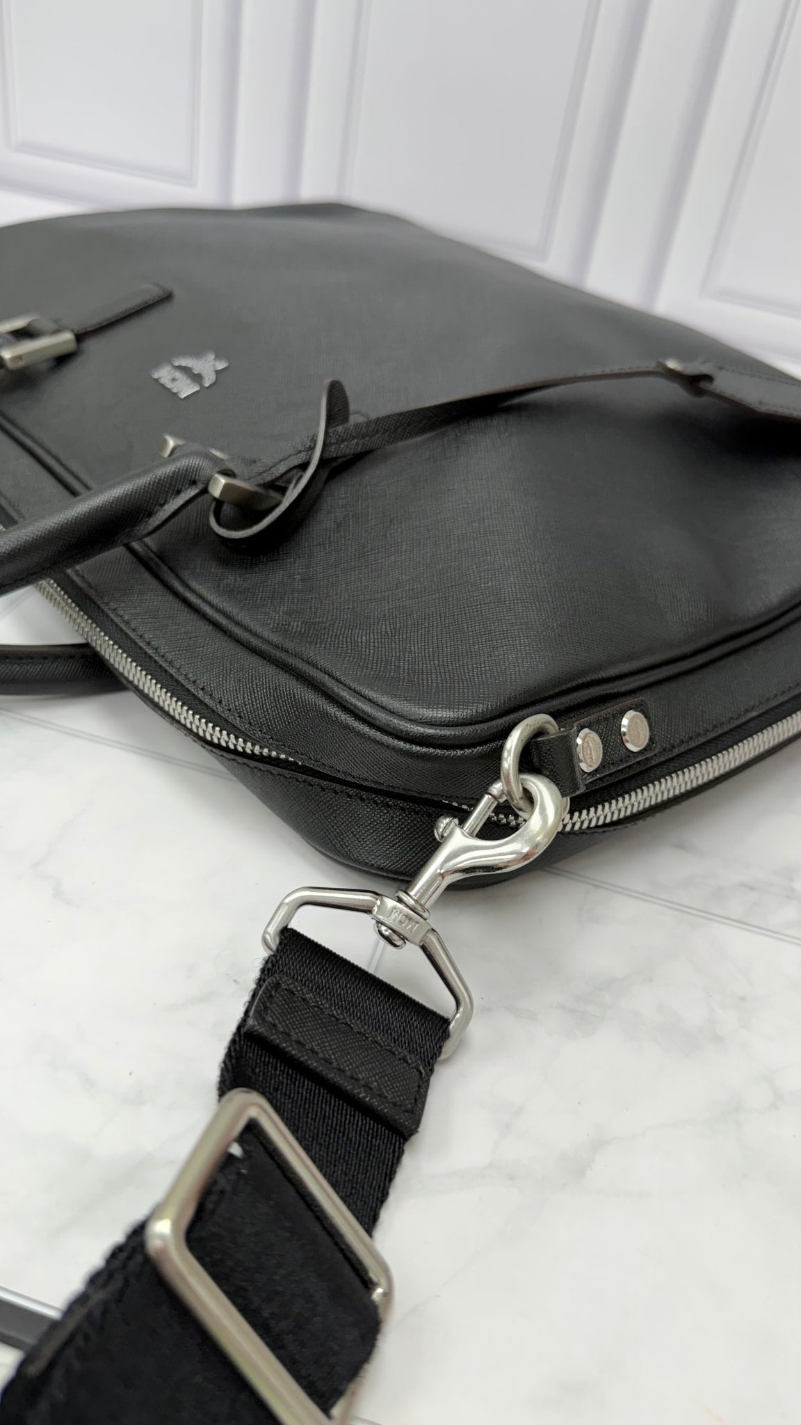 MCM Black Leather Business Bag