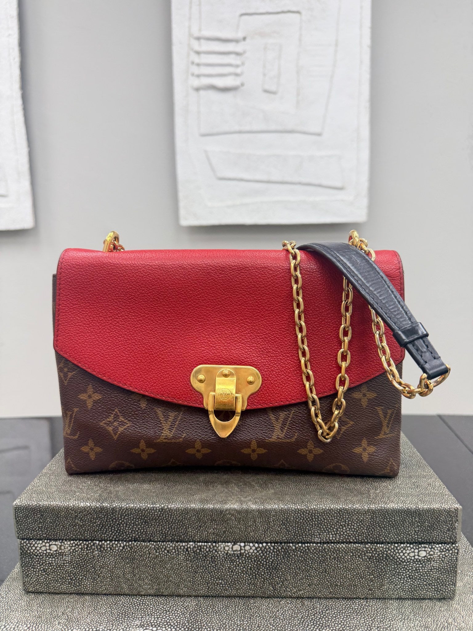Louis Vuitton Monogram Red Leather Saint Placide Shoulder Bag