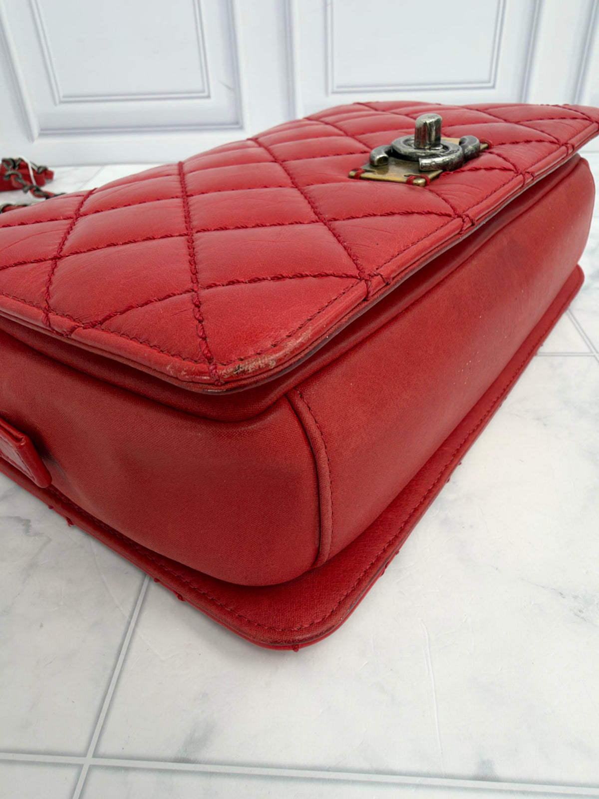 Chanel Red Quilted Calfskin Soft Small Boy Flap Bag