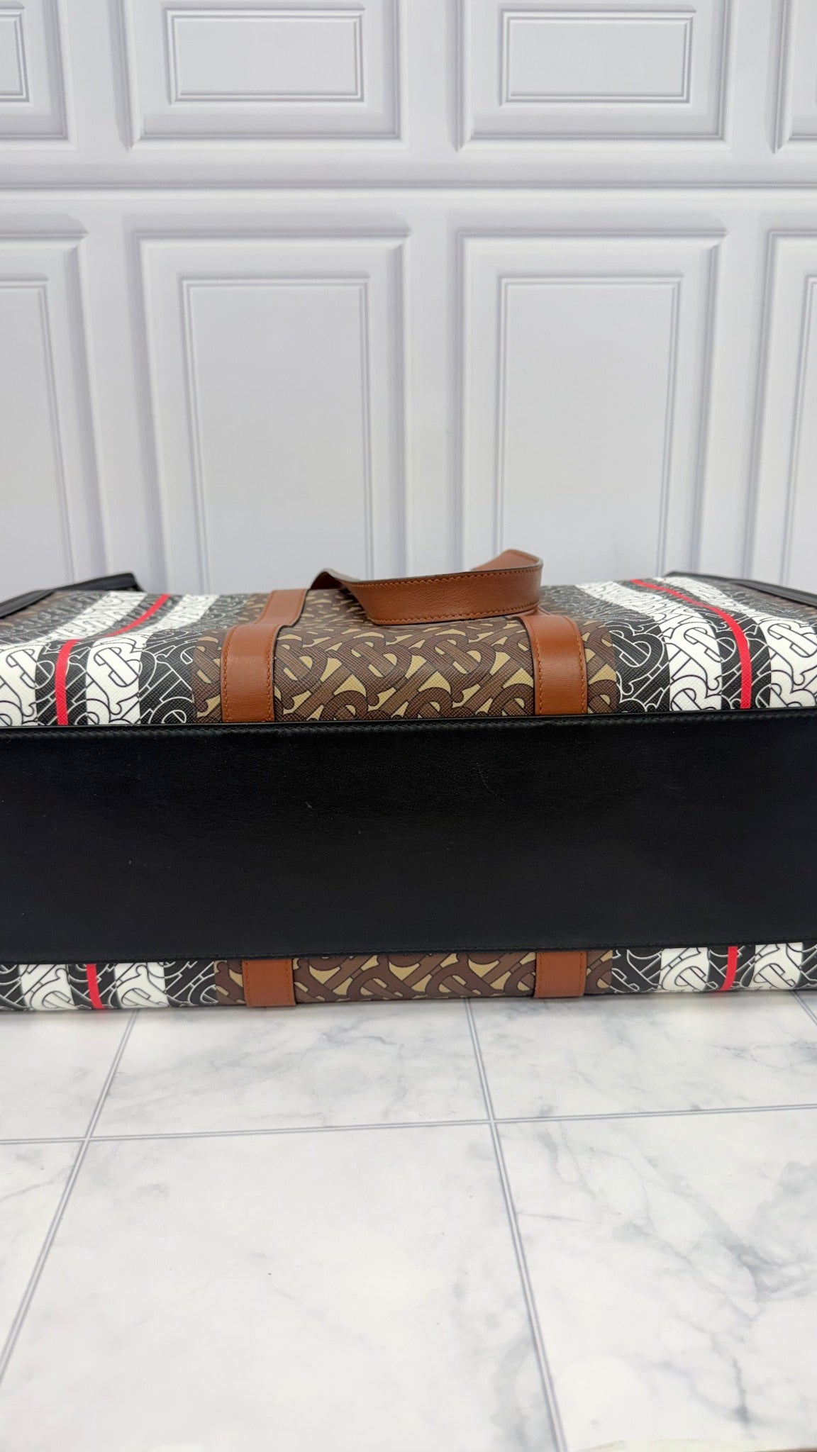 Burberry Brown Multicolor Coated Canvas Tote Bag 