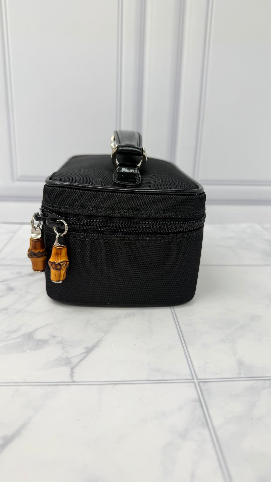 Gucci Black Nylon Bamboo Vanity Case 
