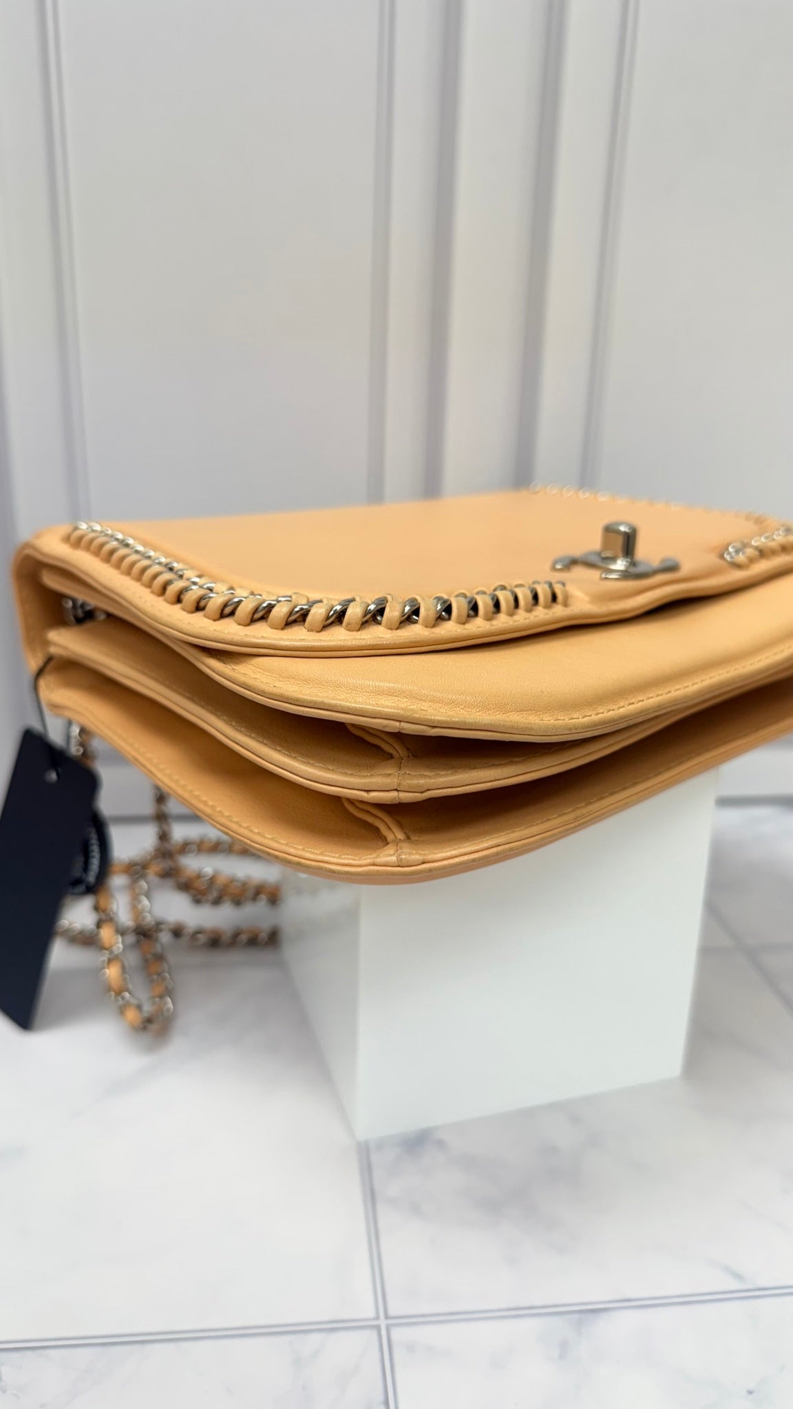 Chanel Peach Leather Braided Chic Flap Bag 