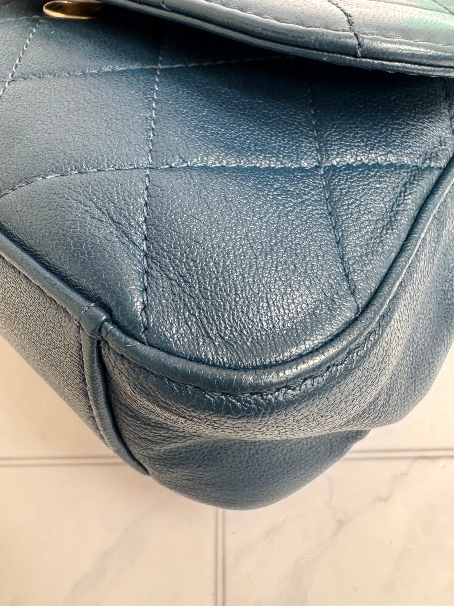 Chanel Blue Quilted Leather Infinity Top Handle Flap Bag
